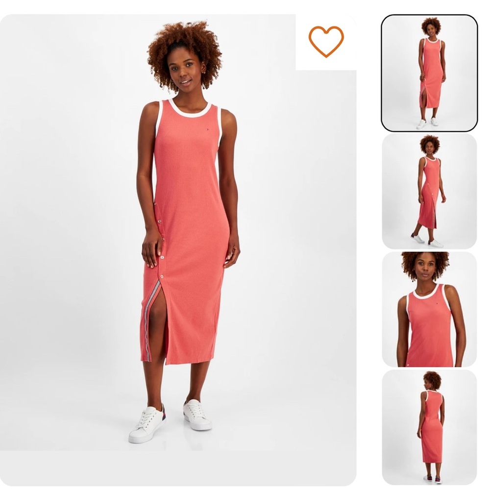 TOMMY HILFIGER women’s side slit sleeveless midi dress